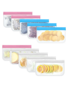 10 Bolsas de Snack Reutilizables SHUOGUO Coloridas 21.5x12cm