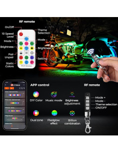 Kit de Iluminación LED DITRIO 6 Piezas RGB para Motocicleta 2