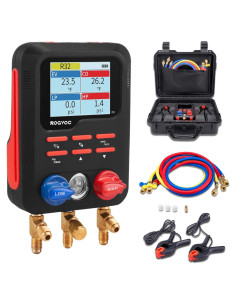 Manómetro Digital Rogvoc RMG4DB-BK con 3 Mangueras y Termómetros