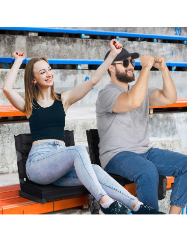 Asiento Plegable de Estadio LOENIY con Respaldo Acolchado Negro