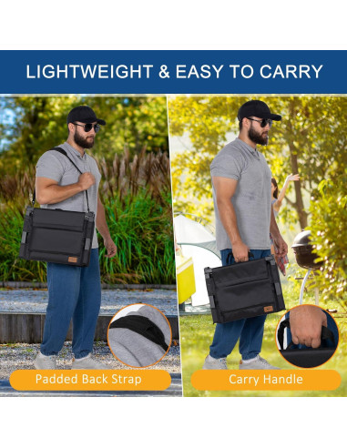 Asiento Plegable de Estadio LOENIY con Respaldo Acolchado Negro