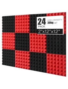 Paneles de Espuma Acústica SAIQIANG 24 Pack Pirámide 5.08 cm