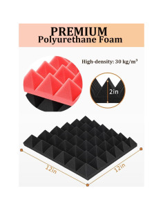 Paneles de Espuma Acústica SAIQIANG 24 Pack Pirámide 5.08 cm 2