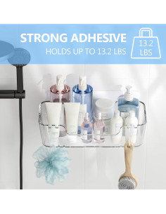 Caddy de Ducha Adhesivo TZAMLI Acrílico Transparente 29.5x14.1cm 2