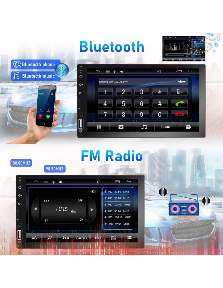 Estéreo de coche CAMECHO Q3161A3-39-C06 Doble Din 7" CarPlay