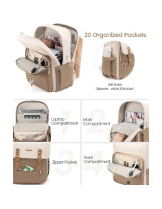 Mochila LOVEVOOK para Laptop 15.6" Beige y Café 23.2L 2