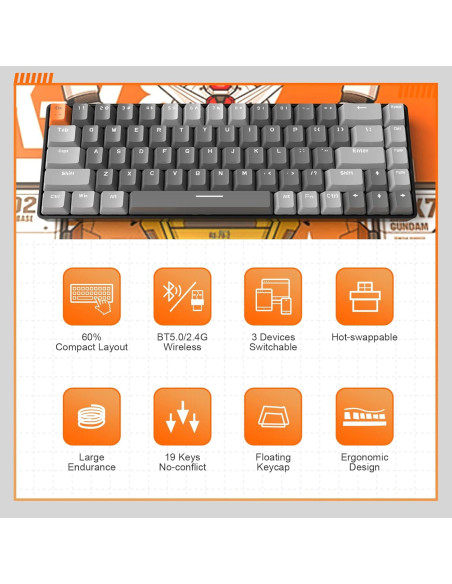 Teclado Mecánico Inalámbrico MAGIC-REFINER K68 68 Teclas