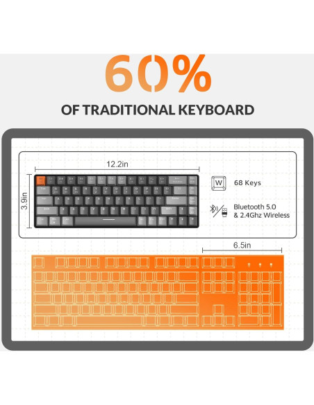 Teclado Mecánico Inalámbrico MAGIC-REFINER K68 68 Teclas