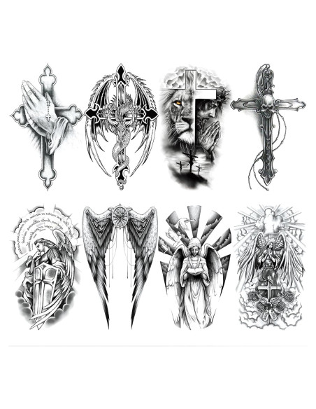 Tatuaje Temporal Realista Alas Cruzadas Briyhose 8 Hojas