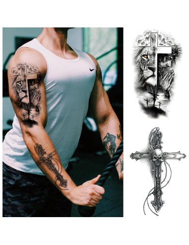 Tatuaje Temporal Realista Alas Cruzadas Briyhose 8 Hojas