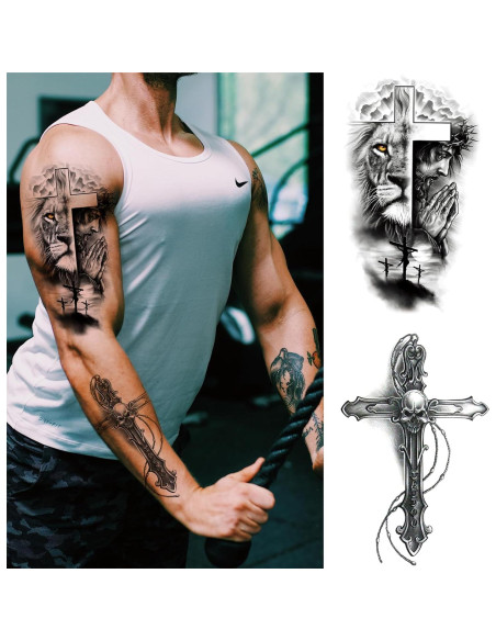 Tatuaje Temporal Realista Alas Cruzadas Briyhose 8 Hojas