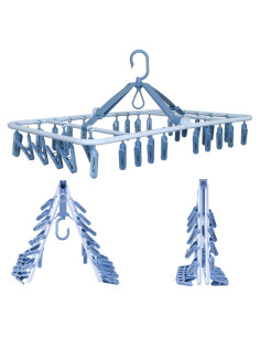 Percha Plegable Foshine Azul con 32 Clips para Secado