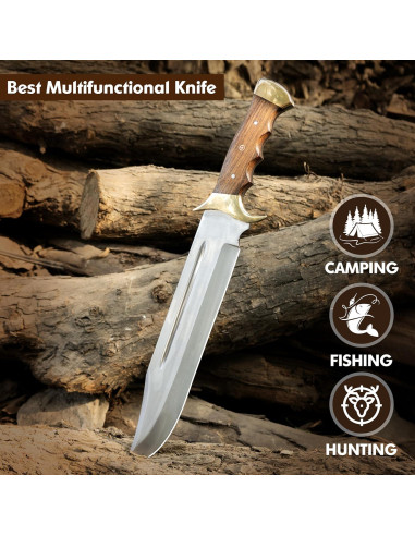 Cuchillo Bowie Grande WARIVO 45.72 cm Acero D2 Hecho a Mano