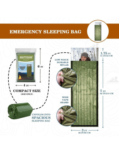Saco de Dormir de Emergencia MATTISAM con Poncho y Silbato