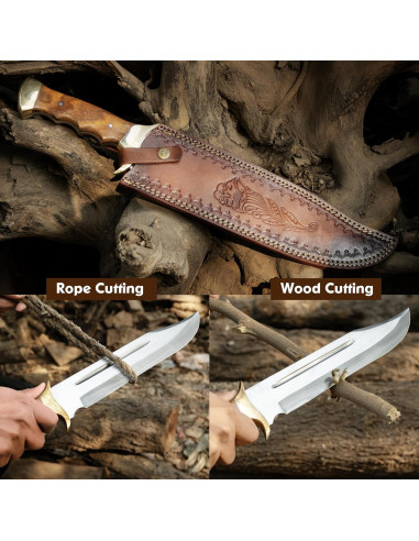 Cuchillo Bowie Grande WARIVO 45.72 cm Acero D2 Hecho a Mano