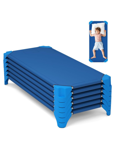 Camas Apilables KOTEK para Niños 132x59.7 cm Azul (Paquete de 6)