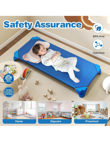 Camas Apilables KOTEK para Niños 132x59.7 cm Azul (Paquete de 6)