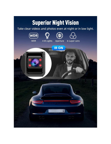 Cámara Dash HunterMax 3 Canales 4K + 1080P, WiFi 5G, 170