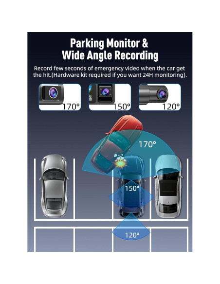 Cámara Dash HunterMax 3 Canales 4K + 1080P, WiFi 5G, 170