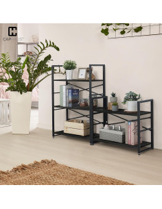 Estantería CAPHAUS 2 Niveles Negra Metal y Madera 55 cm 2