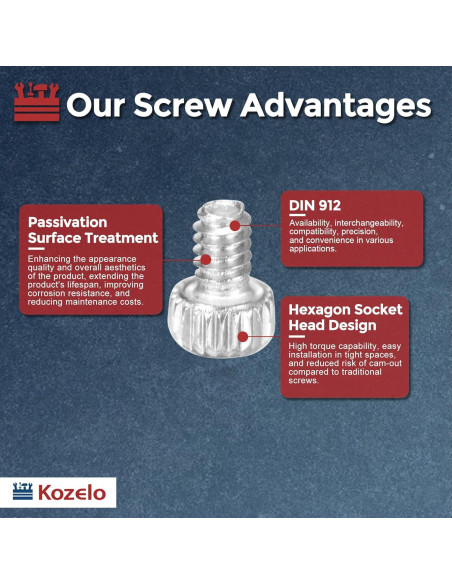 60 Tornillos Hexagonales M1.4-0.3 x 2mm Kozelo Acero Inoxidable