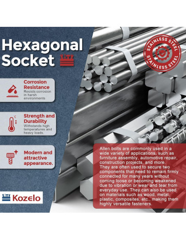 60 Tornillos Hexagonales M1.4-0.3 x 2mm Kozelo Acero Inoxidable