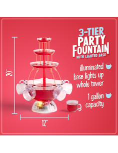 Fuente de Fiesta Iluminada Nostalgia 3 Niveles 3.78L 2