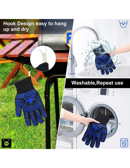 Guantes de BBQ Recoty 28cm Silicona Antideslizantes 800C