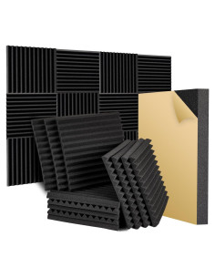 Paquete de 24 Paneles de Espuma Acústica 30x30 cm Negro