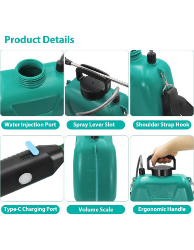 Pulverizador Eléctrico Portátil SideKing 5L con Varilla Telescópica