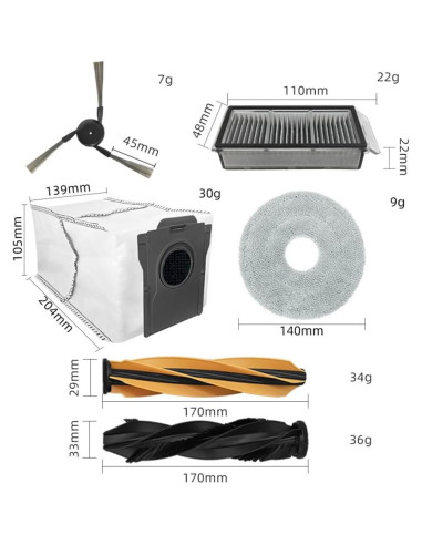 Kit de Reemplazo Aspiradora Dreame X50 Pro - 2 Cepillos, 4 Filtros