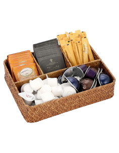 Canasta de Almacenamiento Tejida Hipiwe 4 Secciones Caramelo