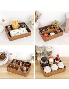 Canasta de Almacenamiento Tejida Hipiwe 4 Secciones Caramelo 2