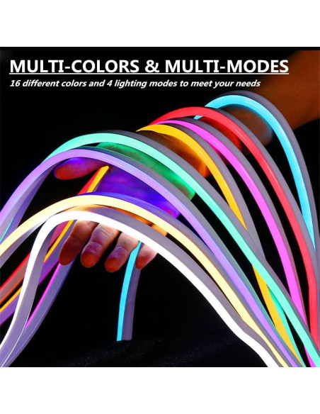 Tira de Luz LED Neón RGB SYMHMT 5m Regulable IP67 Control Remoto