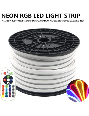 Tira de Luz LED Neón RGB SYMHMT 5m Regulable IP67 Control Remoto
