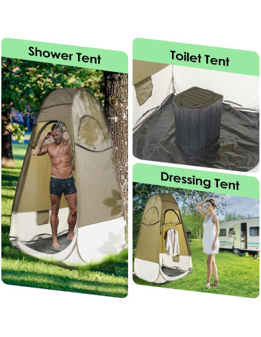 Tienda de Ducha Plegable LACAJ 120x120x207 cm Verde Militar