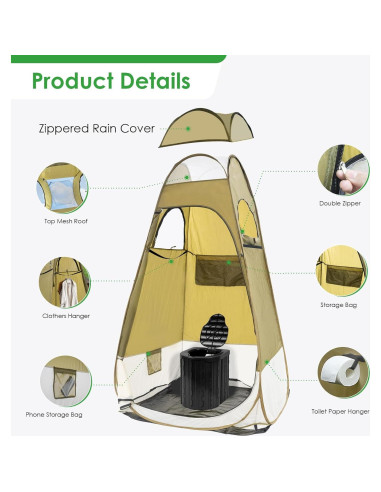 Tienda de Ducha Plegable LACAJ 120x120x207 cm Verde Militar