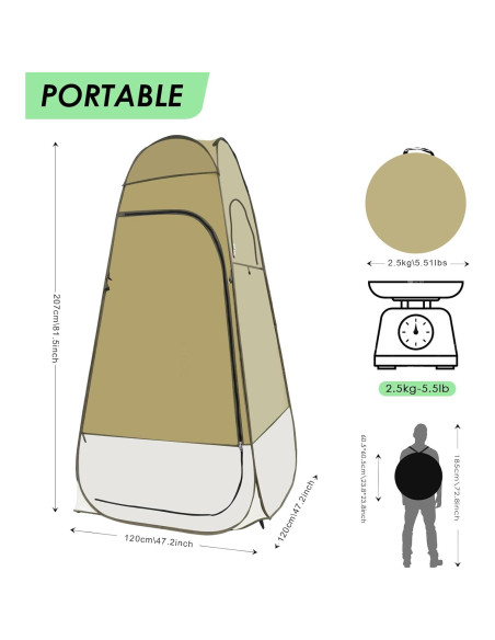 Tienda de Ducha Plegable LACAJ 120x120x207 cm Verde Militar