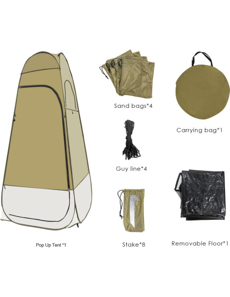 Tienda de Ducha Plegable LACAJ 120x120x207 cm Verde Militar