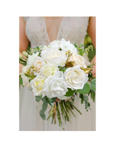 Ramo de Flores Artificiales FPMSQDY - Seda y Espuma - 10 Piezas 2