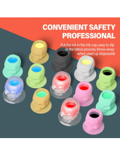 Tazas de Tinta para Tatuajes OZER 200pcs Silicona Calavera 2