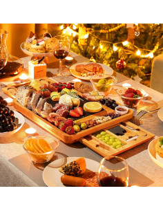 Tabla de Charcutería Grande Easoger de Bambú con Cajones 2