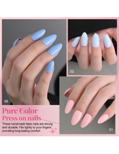 Uñas Postizas Brillantes Cortas Almendras evpct 180 Pcs 2