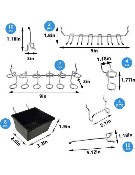 80 Ganchos para Tablero Perforado Dobures - Alta Resistencia