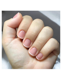 Kit de Uñas Postizas Francesas Cortas Juggssa - 24 Piezas