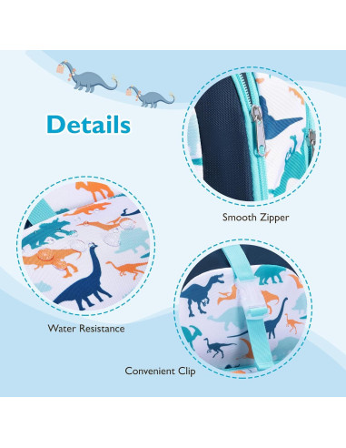 Mochila Ligera para Niños Mommore con Caja de Almuerzo Dinosaurio Azul