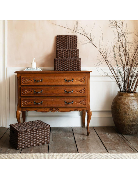 Cestas de Mimbre con Tapa GRANNY DICE - Juego de 3, Marrón Cestas de Mimbre con Tapa GRANNY DICE - Juego de 3, Marrón