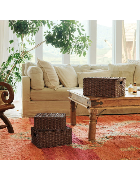 Cestas de Mimbre con Tapa GRANNY DICE - Juego de 3, Marrón Cestas de Mimbre con Tapa GRANNY DICE - Juego de 3, Marrón