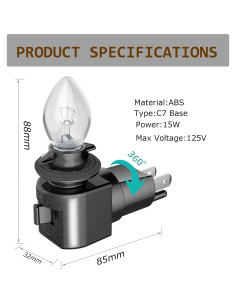 Luz Nocturna Enchufable Vartelen E12 Ajustable 220V 15W 2