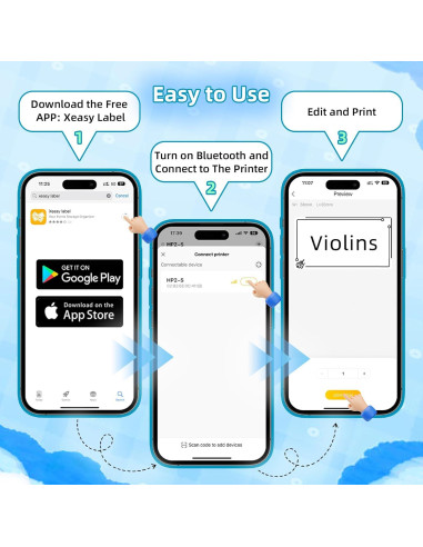 Impresora de Etiquetas Bluetooth HP2 - Portátil, 203 DPI, Azul